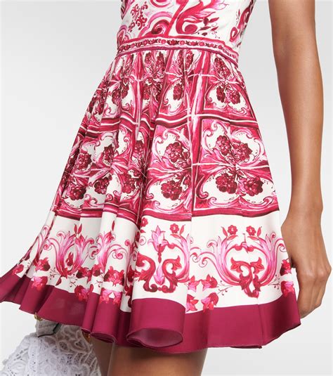 Robe Majolica en soie mélangée en rose – Dolce Gabbana.